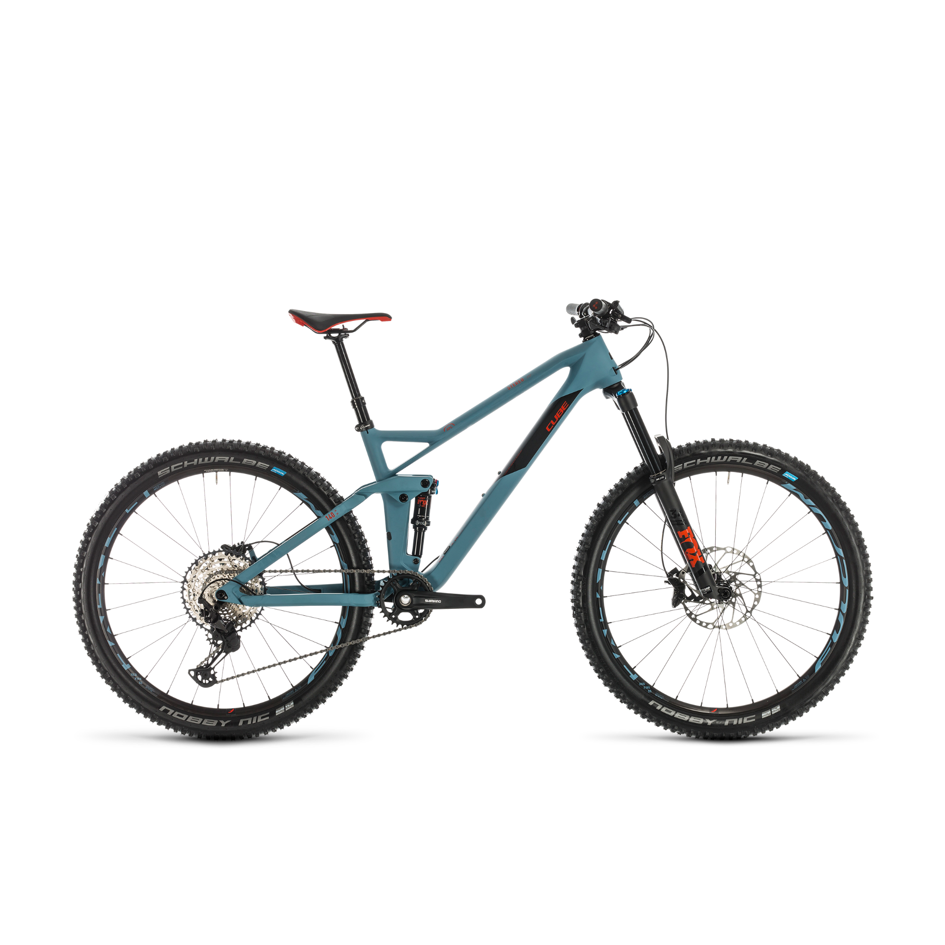 Cube Stereo 140 HPC Race 27.5 Mountain Bike Bluegrey/Red
