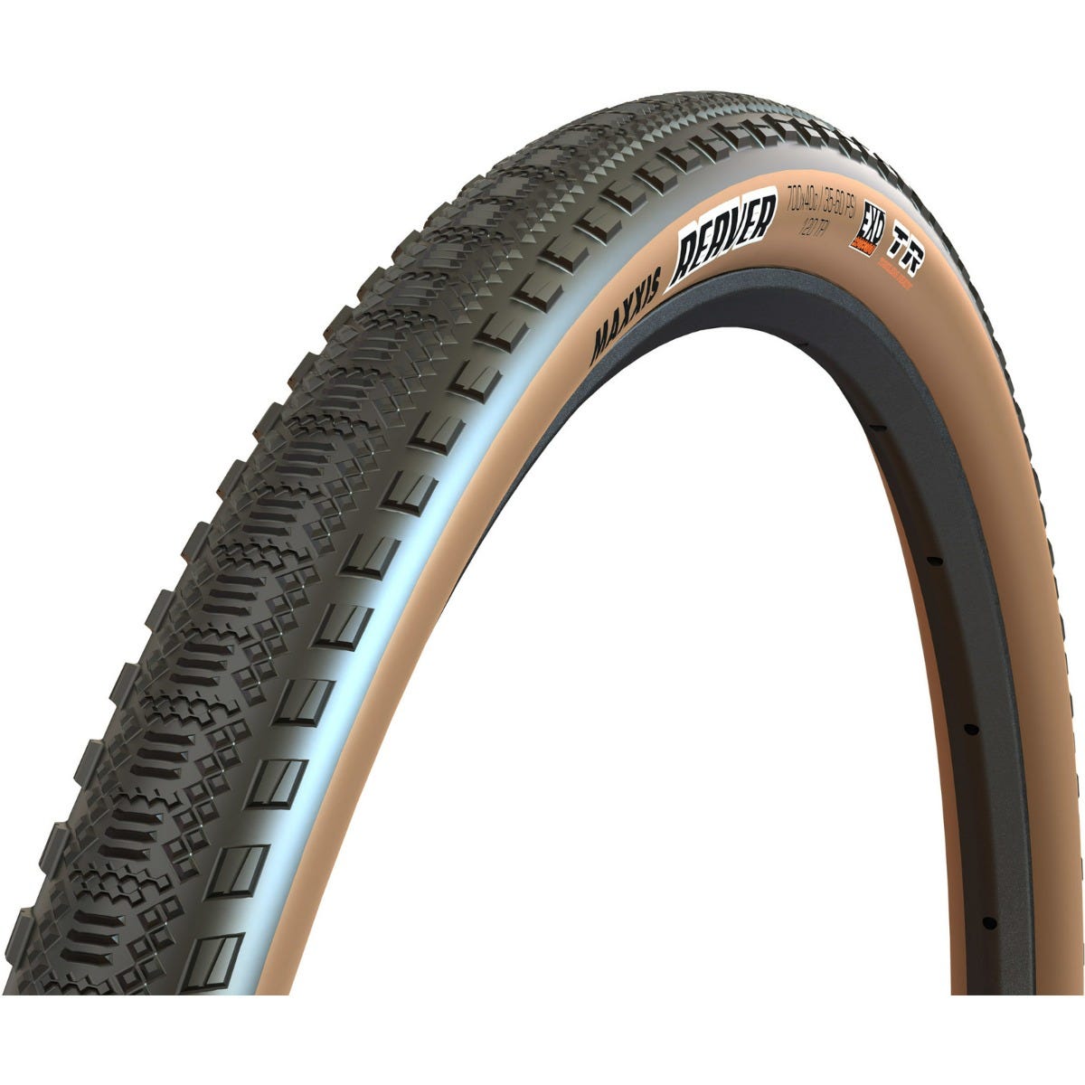 Maxxis Reaver 700 X 45 Folding 120TPI EXO TR Tyre Tanwall