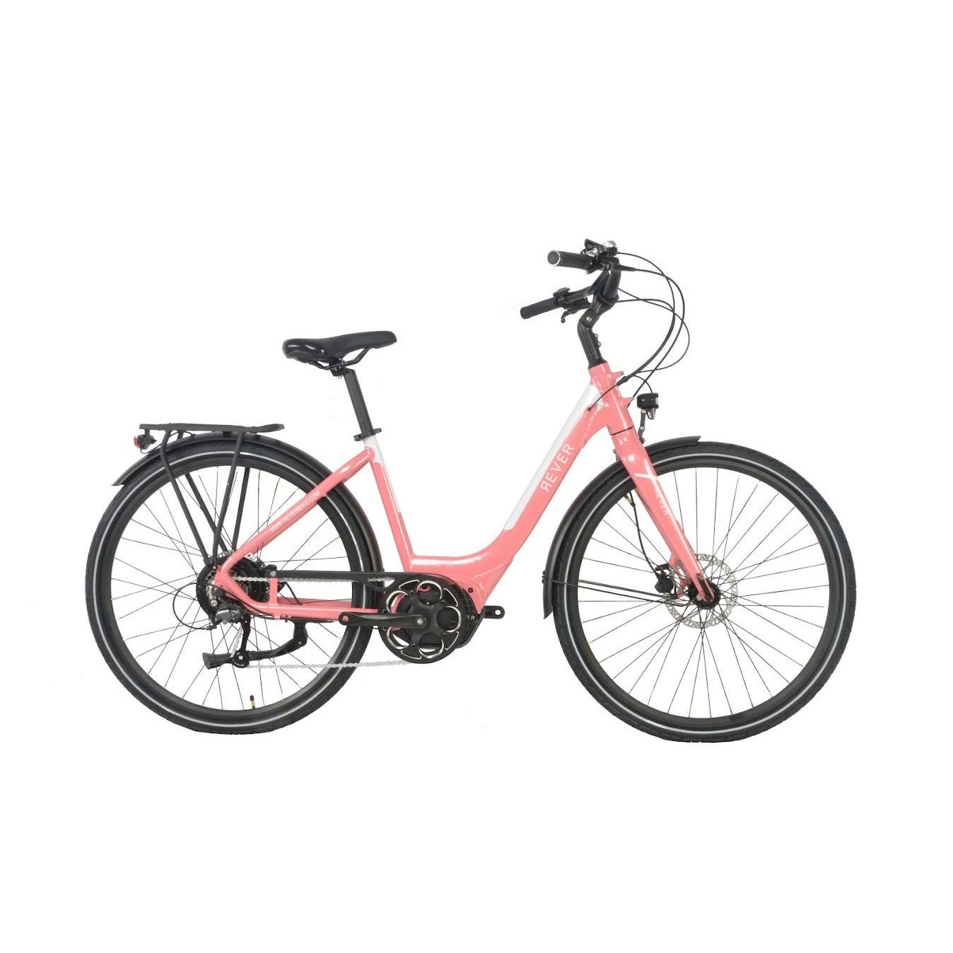 Rever Urban Step-Through Electric Hybrid Bike Pink White
