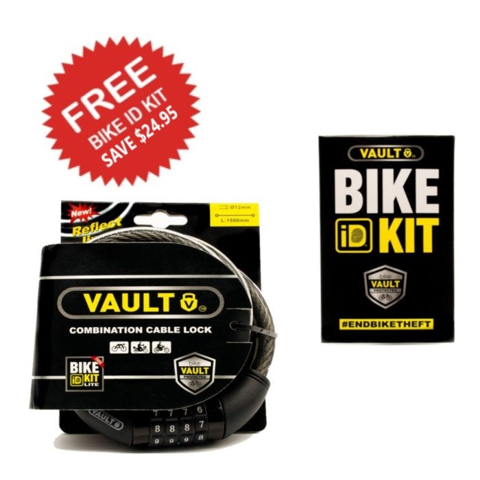Vault Combination Cable Lock with Bike ID Kit 150cm x 12mm