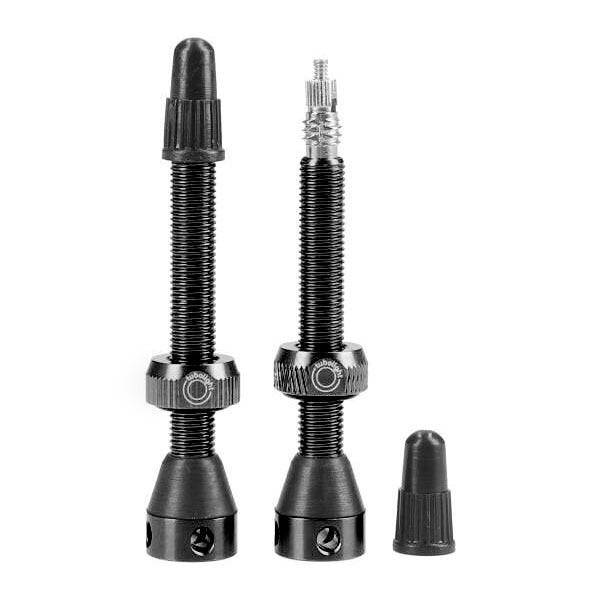 Tubolight Brass MTB Tubeless Valve Pair 40mm Black