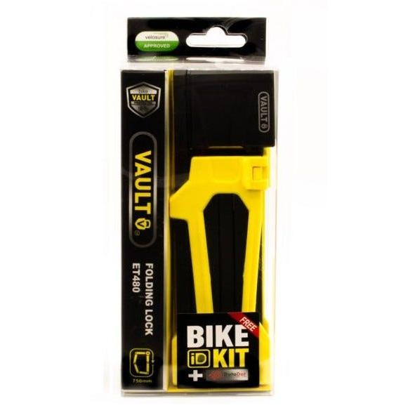 Vault Key Folding Lock with Bike ID Kit 75cm x 4mm Yellow